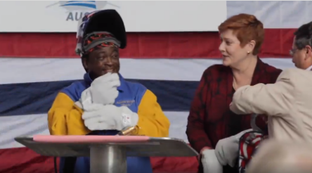 Image for Marise Payne lays keel for future USS Canberra