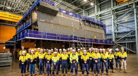 Image for First Hunter frigate block emerges after 45,000 work hours