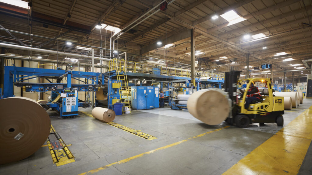 cardboard on a forklift