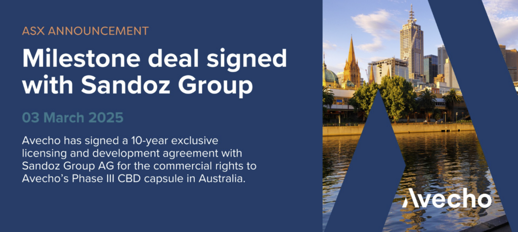 Avecho signs $23 million deal with Sandoz for CBD insomnia treatment