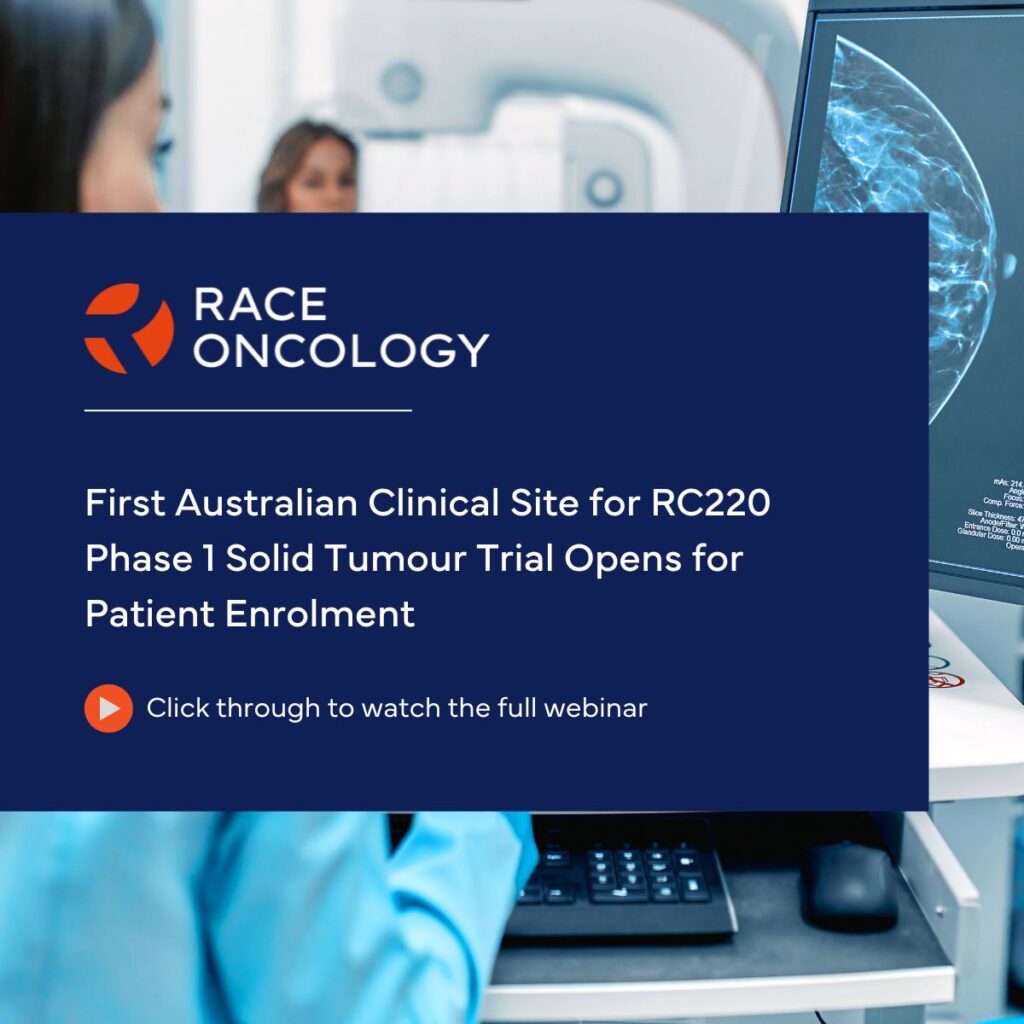 Race Oncology activates second site for solid tumour clinical trial