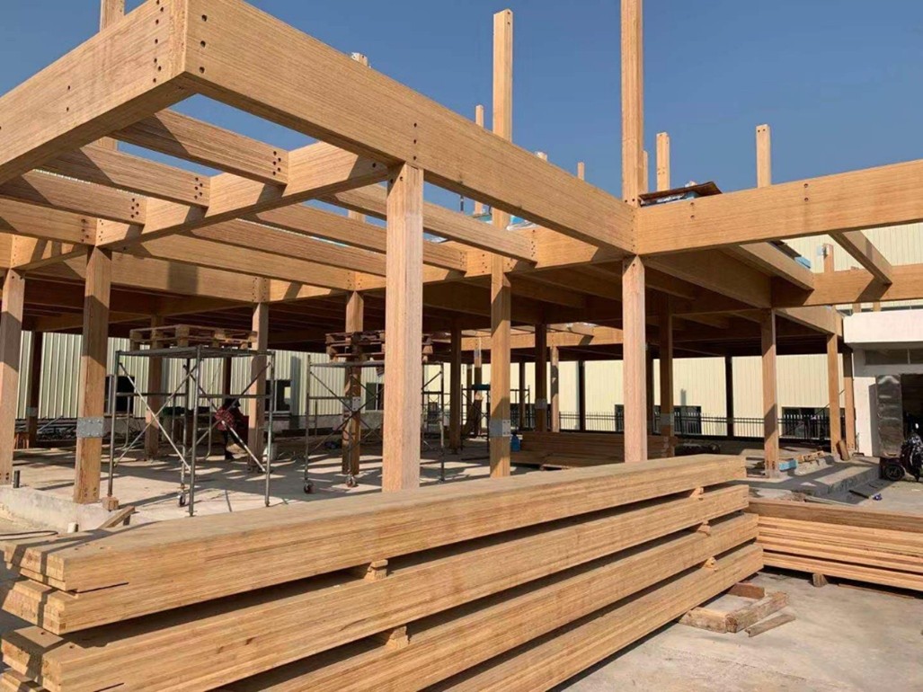 Structural bamboo construction of factory and showroom