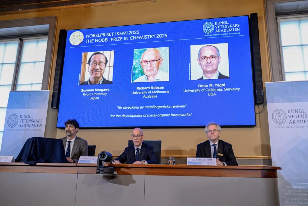 Nobel chemistry prize awarded for crystal materials that could revolutionise green technology